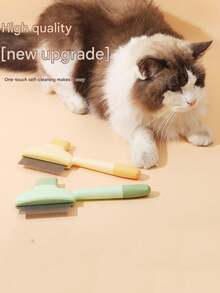 1支宠物梳毛刷，猫咪去毛刷，狗狗去毛刷，跳蚤梳，宠物刷，宠物用品，自清洁宠物跳蚤刷，自清洁猫咪刷，毛发刷，跳蚤梳，宠物去毛刷 - 彩色 - 查看 3