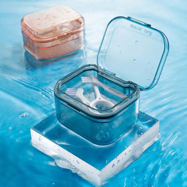 1pc Portable Layered Drainage Retainer Dental Appliance Storage Box, Orthodontic Aligner Case Holder