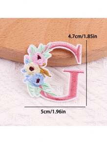 1 pieza, Parche bordado con flores para planchar con letras (A-Z), apliques decorativos para DIY en decoración de ropa, material de tela, calcomanías para ropa