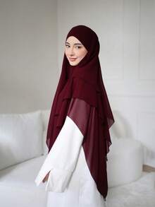 1pc Modest Flowy Chiffon Khimar | Smooth And Lightweight Chiffon, Provides Facial Coverage, Full Body Coverage, Comfortable Wear, Suitable For Daily, Travel And Prayer For Dress - Baby Pink - View 10