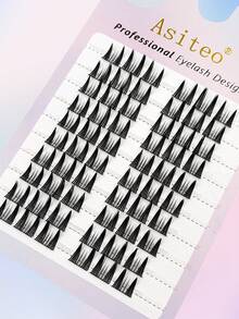 Asiteo 60片卡通风格假睫毛和160片下睫毛，DIY睫毛嫁接Cosplay假睫毛簇，轻盈妆容单片假睫毛，睫毛簇，单片假睫毛，假睫毛