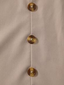 2 件套女童灯笼袖 Polo 领上衣和阔腿裤套装，休闲/派对/表演装，春夏 - 卡其色 - 查看 6