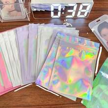50pcs PVC Jewelry Storage Bag, Laser Transparent Packaging Bag,Sealable Bags For Packaging,Minimalist Solid Jewelry Bag For Bracelets, Home Gift For Valentine's Day - Multicolor - View 5