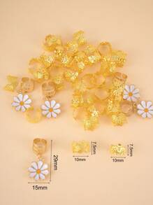 Set de 45 piezas de sortijas huecas para el cabello, cuentas para soñadores, clips de metal para trenzas de pelo, decoración/accesorios de cuentas de metal para rastas, estilo callejero, accesorios para el cabello trenzado para fiestas, adorno dorado para la cabeza