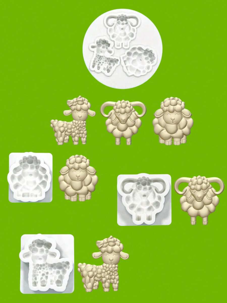 1 件 3D 硅胶羊形烘焙模具，可爱羊羔蛋糕模具，山羊设计饼干模具，巧克力和糖果模具，宰牲节烘焙模具，宰牲节快乐 - 灰色 - 查看 1