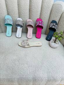 SANDALIAS PLANAS EN VARIOS COLORES Y TALLAS LISTAS PARA SALIR DE VACACIONESGlamourDe modapiedra preciosaPLANASPlayaFiestaCasaOficinaPRIMAVERA VERANO - Plateado - Ver 2