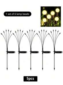 Firefly Solar Garden Light Outdoor 1/2/5 Packs Firefly Light Waterproof Swinging Garden Light Suitable For Small Road Decoration Christmas Decoration Courtyard Decoration Terrace Landscape Decoration Garden Decoration Courtyard Decoration, 6 LEDs Per Piece