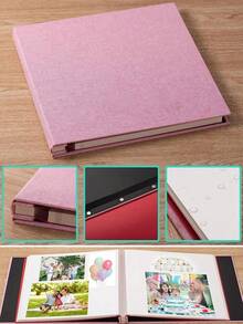 自粘磁性剪贴簿相册，40 页，亚麻精装 DIY 相册，包括金属笔和 DIY 配件，兼容 3x5、4x6、5x7、6x8、8x10、8.5x11 和 11x10.6 英寸照片，适合返校 - 粉色 - 查看 9