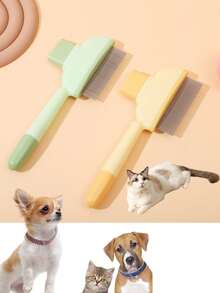 1支宠物梳毛刷，猫咪去毛刷，狗狗去毛刷，跳蚤梳，宠物刷，宠物用品，自清洁宠物跳蚤刷，自清洁猫咪刷，毛发刷，跳蚤梳，宠物去毛刷 - 彩色 - 查看 12