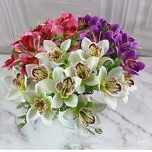 5/10 Stücke künstliche bunte Orchideen, künstliche Cattelan-Blumen, Fotografie-Requisiten, Tischdekoration für Zuhause, Hochzeit, Party, Dekoration, Valentinstag, Erntedankfest, Muttertag, Abschlussfeier