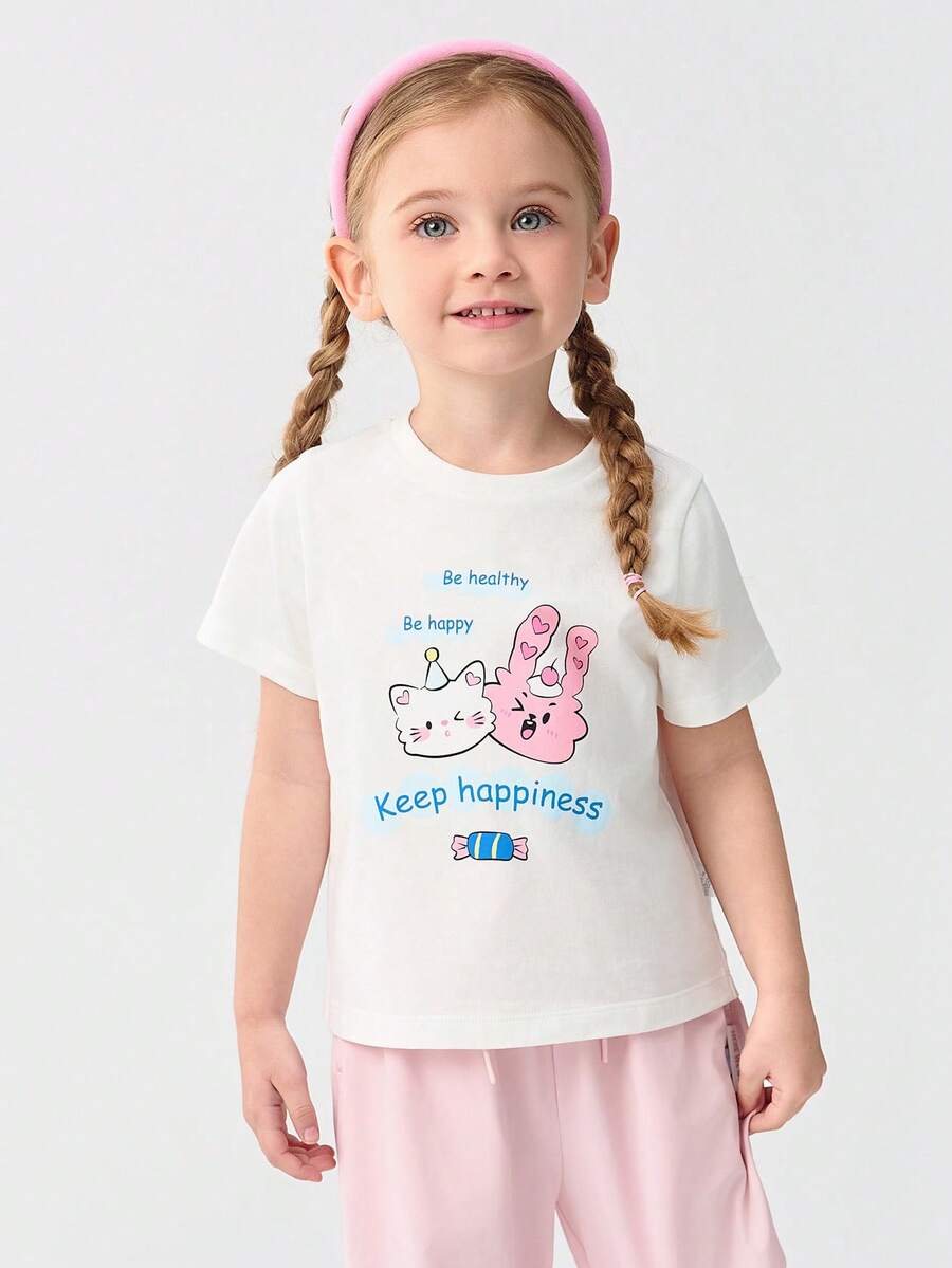Balabala Girls' Cotton Short-Sleeve Tee, Sweet & Playful Summer Top