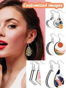 1 Paar personalisierte Bild-Ohrringe, rund/tropfen-/herz-/dreieckförmig, geeignet für Sommer Strand, Deko-Accessoires für Fotografie, personalisierte Acryl-Ohrringe, bohemian-vintage europäischer und amerikanischer Stil Ohrringe, übertrieben modische Ohrringe, Geschenk für Freundin, gravierte Armbänder für beste Freundin, das bedeutungsvollste Geschenk