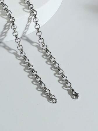 1pc Vintage Style Men's Round Pendant Necklace, Suitable As A Gift