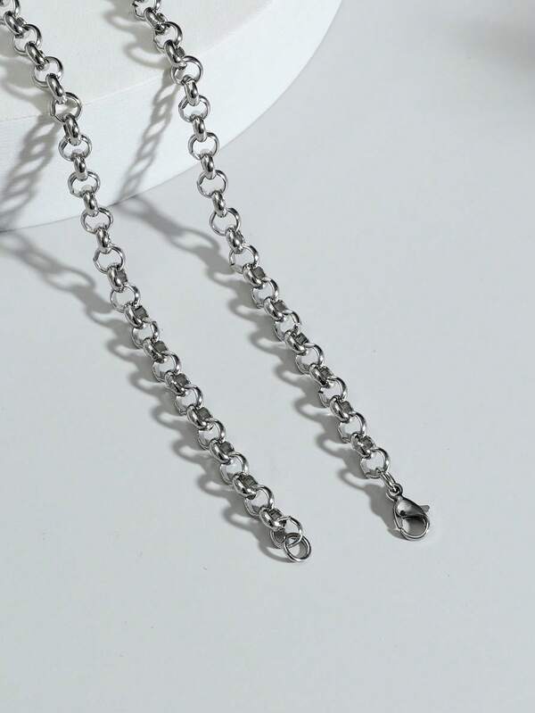 1pc Vintage Style Men's Round Pendant Necklace, Suitable As A Gift