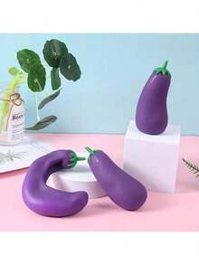 Fruit And Vegetable TPR Vent Memory Sand Lala Joy Eggplant Decompression Toy - View 7