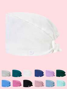 1pc Unisex High-Grade Solid Color Polyester Work Hat/Nurse Cap, Antibacterial & Dustproof, With Moisture-Wicking Sweatband, Button Closure On Sides, Suitable For Hospital, Surgery, Nursing, Beauty, Housekeeping And Cleaning