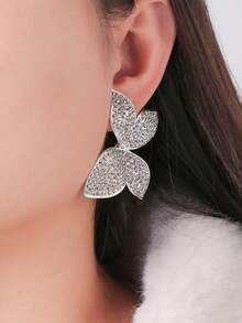 1 件新款水钻花朵颈链，优雅高端时尚日常/婚礼项圈项链，百搭锁骨链配饰 - 一對花耳環 - 查看 8