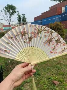 中国风折叠扇，古风复古风夏季汉服女式旗袍舞蹈扇，便携式波西米亚印花 ABS 塑料手扇，适合春、夏、秋、冬 - 彩色 - 查看 5