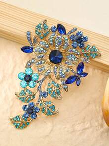 1 PC Elegant High Grade Rhinestone Large Flower Brooch, Wedding Party Fashionable Costume Jewelry Accessory, Suitable For Daily Wearing, Best Gift - Grace - View 4