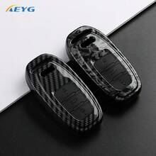 适用于碳纤维风格 ABS 汽车钥匙包套，适用于奥迪 A1 A3 A4 A5 A6 A6L A7 A8 Q3 Q5 Q7 S4 S5 S6 S7 S8 4M TT TTS RS，钥匙扣配件