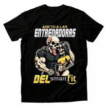 Playera Calaca Adicto a las Entrenadoras de SmartFit Camiseta Nocivo Calacas Chidas - Negro - Ver 1