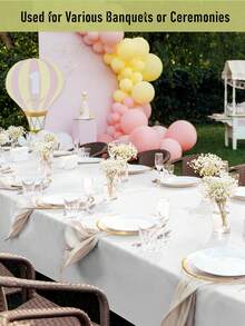 10 包 54*108 英寸一次性活动派对桌布 PEVA 材质，生日、甜点、家庭聚会纯白色桌布派对装饰、圣诞节、野餐