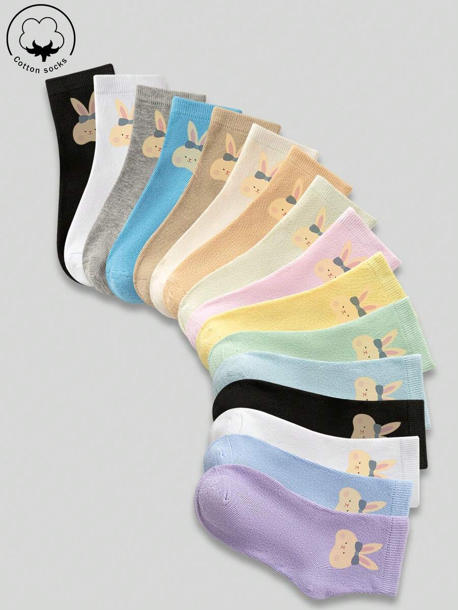 5/3/1 Pair Boys Girls Kids Socks Set - Candy Color Striped Solid With Bowknot/Heart/Graffiti Designs, Soft Breathable Cotton, Unisex Baby Toddler Teen Ankle/Mid-Calf Socks For School Sports Daily Wear, Short Socks/Crew Socks For Teenagers Students, 4-Season Black White Gray Multicolor Mix - Multicolor - View 1