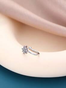 Nooxian 1 件微镶嵌方晶锆石八角星 U 型假鼻环 - 銀色 - 查看 3