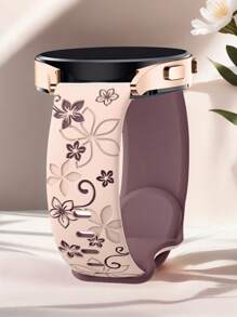 Floral Engraved Flowers Bands Compatible With Samsung Galaxy Watch 7 6 5 4 40mm 44mm/5 Pro/6 Classic 47mm/ Watch 4 Classic/Active 2, 20mm 45mm/Galaxy Active 2/Galaxy Watch 3/Watch 4 Classic 42mm 46mm Watch 6 47mm 43mm, 20mm Soft Silicone Sport Replacement Strap Compatible With Huawei Honor Garmin Amazfit Watch Straps For Women And Men