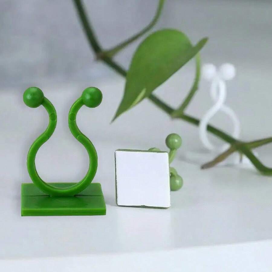 常春藤夹 - 绿色植物藤蔓壁挂支架，自粘式，无需钉子即可管理电线、电缆和数据线