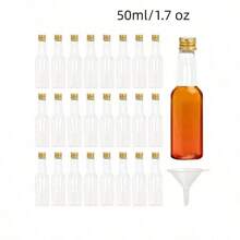 48pcs 25ml 50ml Mini Liquor Bottles Set, Mini Empty Plastic Shot Bottles, Airtight Spirit Bottle With Caps Mini Wine Bottles, Bar Party Supplies Thanksgiving, Halloween, And Christmas Are Applicable Durable Multi-Use For Juice, Sauces, Coffee