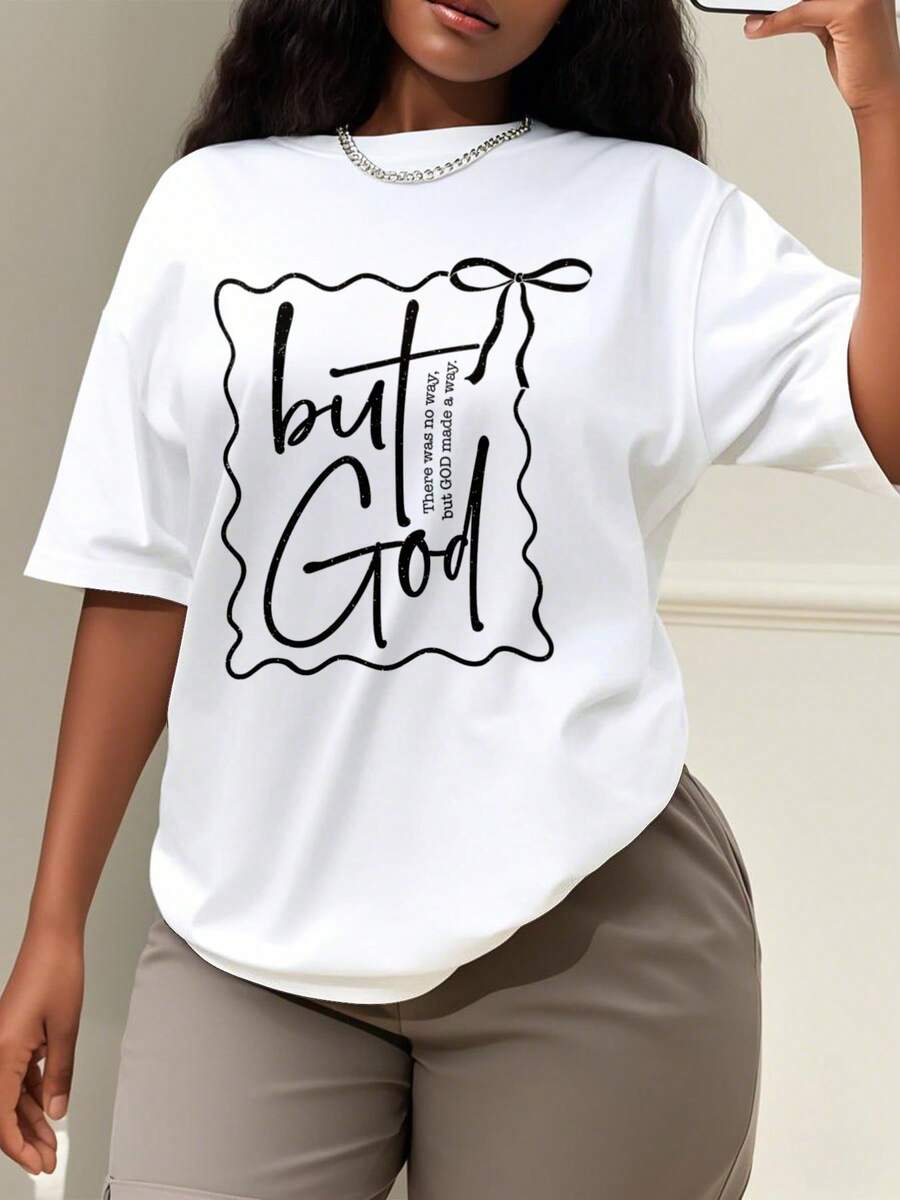 Oversized Style For Women, But God T-Shirt, Faith Shirt, Created With A Purpose Shirt, Religious Christian Bible Verse T-Shirt, Gift For Friends Tee, Oversize Type Shirt For Women, Perfect For Holiday Parties Or Gift Giving, Soft And Comfortable - trắng - Xem 1