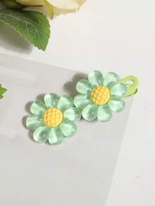 1pc New Flower Design Children Hair Clip, Transparent Macaron 8-Petal Flower Hair Pin, Decorative Headwear For Girls