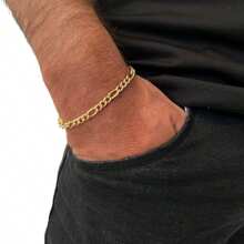 KIT COLAR E PULSEIRA MASCULINO CORRENTE BANHO DE OURO 18K
