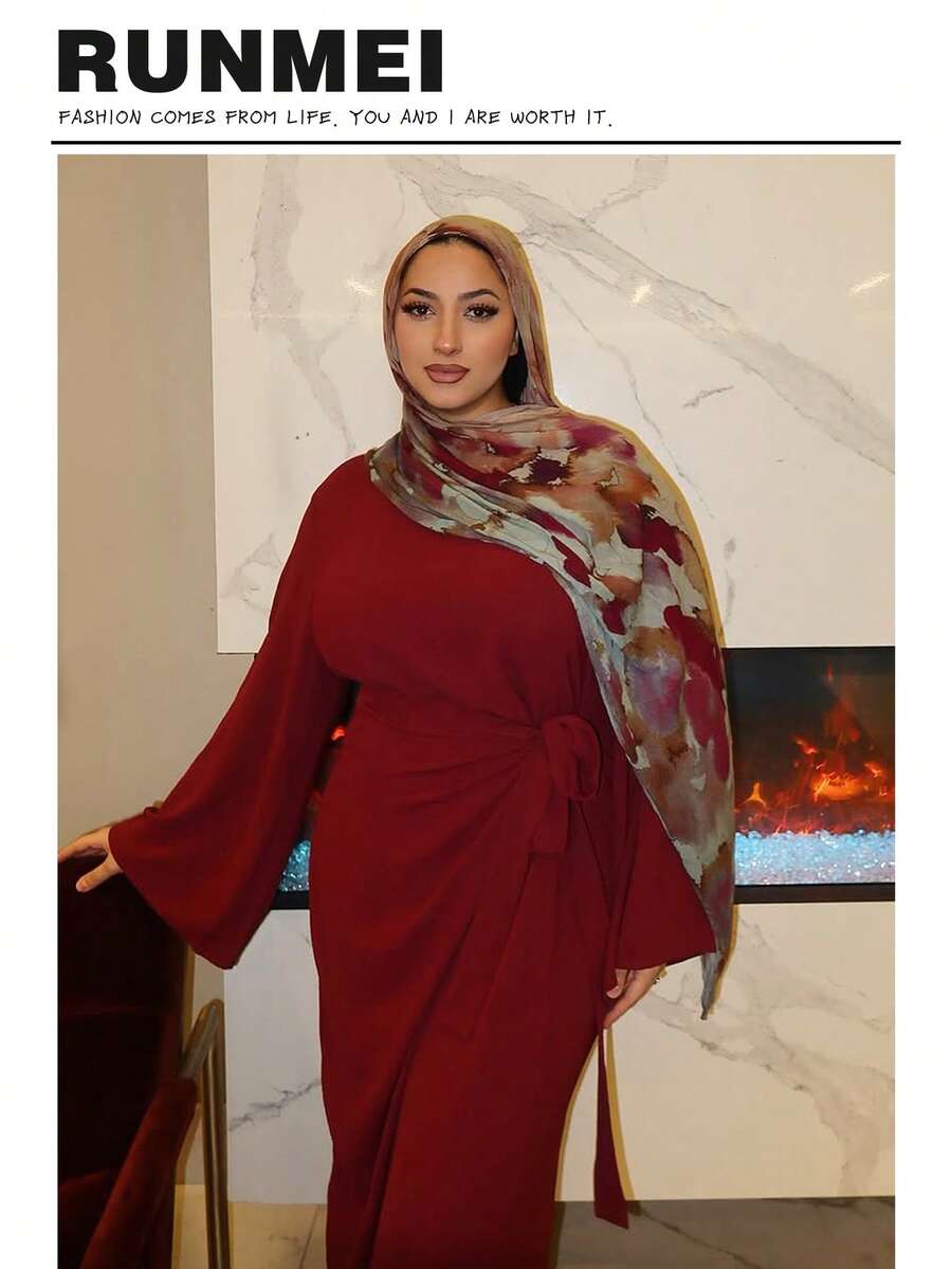 1条新款热销水彩印花围巾，优雅渐变大理石纹水彩印花，柔软材质，多功能围巾/披肩，适合日常/节日/派对，可作睡袍配饰