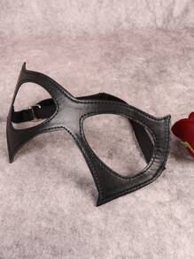 1pc Women's Sexy Mask Eyeshade, Role Play, PU Leather, Adjustable Mask, Masquerade Ball, Party, Carnival, Costume Prop - Black - View 6