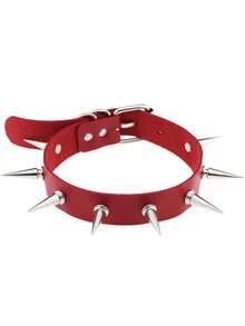 1pc Punk Goth Rivet Multi-Color Choker Necklace, Sexy & Daily Or Party Wear For Women, Creative Gift Idea For Christmas, Halloween, Valentine's Day, Holiday Costume - Multicolor - View 3