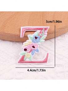 1 pieza, Parche bordado con flores para planchar con letras (A-Z), apliques decorativos para DIY en decoración de ropa, material de tela, calcomanías para ropa