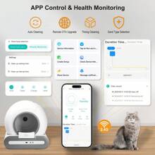 Regalo para amantes de los gatos y regalo para mamá de gatos: Caja de arena automática y autolimpiable, con control de aplicación, compatible con WiFi de 2,4 GHz, incluye estera para la caja de arena y bolsas de basura