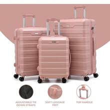 RMW Suitcase Large Medium Cabin Size | Hard Shell | Lightweight | 4 Dual Spinner Wheels | Trolley Luggage Suitcase | Hold Check In Luggage | TSA Combination Lock (Pink, Medium 24" + Large 28") - Pink - View 7