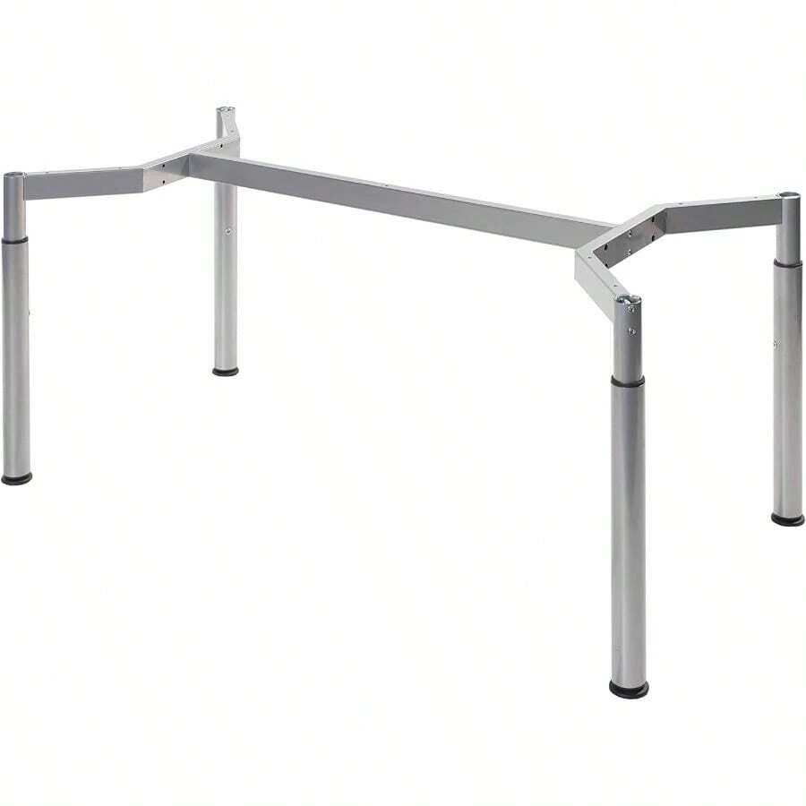 HDmirrorR Boho möbelwerkstatt Schreibtischgestell Konferenztischgestell Tischgestell höheneinstellbar in Silber RAL9006 für Tischplatten von 180 x 80 cm - Silber1 - Übersicht 1