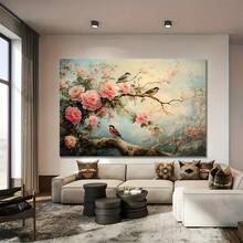 2d Flat,1pc Canvas Art Print,A Magnificent Oil Painting Depicting Traditional Chinese Flower-And-Bird Designs,Wood Framed Painting (1) Thickness 2.5 Cm/ 1 Inch-Home Decoration For All Occasions,Ideal New Year, Valentine's Day,Thanksgiving,Easter,Christmas Gift,Room Decoration Aesthetic,Wall Decoration Art,Perfect Gift,Autumn And Winter Wall Decoration,Living Room Decoration, Bedroom Decoration, Kitchen Decoration, Entry Decoration, Bathroom Decoration, Direct Wall Painting, High Quality Wall Painting Poster,Modern Home Decoration Stretched And Framed Ready To Hang - Noir - Voir 5