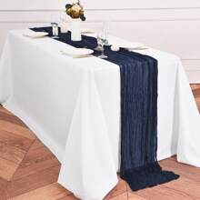 1pc Indigo Blue Balinese Cheesecloth Table Runner, Romantic Long Transparent Fabric Cheese Cloth Table Linen For Weddings, Parties, Baby Showers, 90*300cm