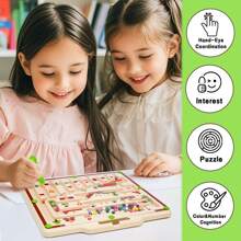 Magnetic Color And Number Maze, Montessori Toys, Wooden Color Matching, Learning Counting Puzzle Board, Toddler Sensory Toys For 3+ Kids Boys Girls