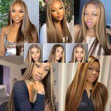 Invisible Fish Line Hair Extensions Straight Human Hair Brown Highlights Wire Hair Extensions #4/27 Highlight Hidden Hairpiece - SP4/27 - View 8