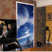 Nature Landscape Door Sticker Forest Beach Castle 3D Vinyl Removable Door Decor Sticker Wallpaper Room Decor Stickers Home Decor Wall Decor Bedroom Decor Bathroom Decor Room Decor Home Decor Living Room Wall Paper Wall Stickers Wall Papers Kitchen Decor