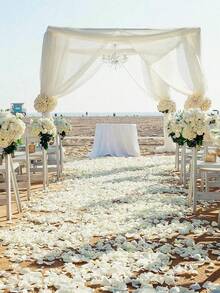 1200 片人造玫瑰花瓣抛洒五彩纸屑，米色人造丝花瓣适用于浪漫装饰、求婚、婚礼、周年庆典、母亲节、情人节和订婚派对装饰