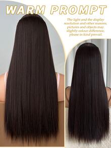 3片装22英寸直发夹式接发片，棕色，合成全头假发片，女士适用 - 棕色 - 查看 5