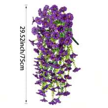 Artificial Hanging Flower Basket For Outdoor, Silk Moring Glory Flowers And Eucalyptus Leaves With Green Vines, UV-Resistant, Suitable For Wall, Home, Porch, Patio - Multicolor - View 9