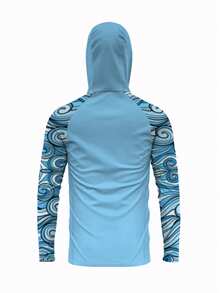 Spring/Summer Fishing Shirts Men Long Sleeve Mask Hooded Quick-Dry Fishing Clothes - Royal Blue - View 2